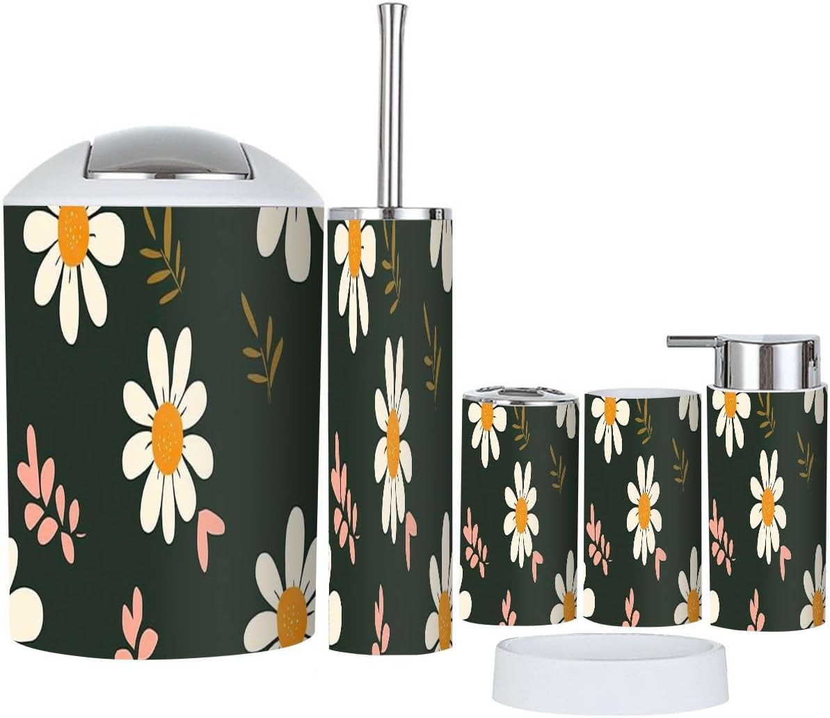 Boho Bathroom Accessories Set 6 Piece Retro Style