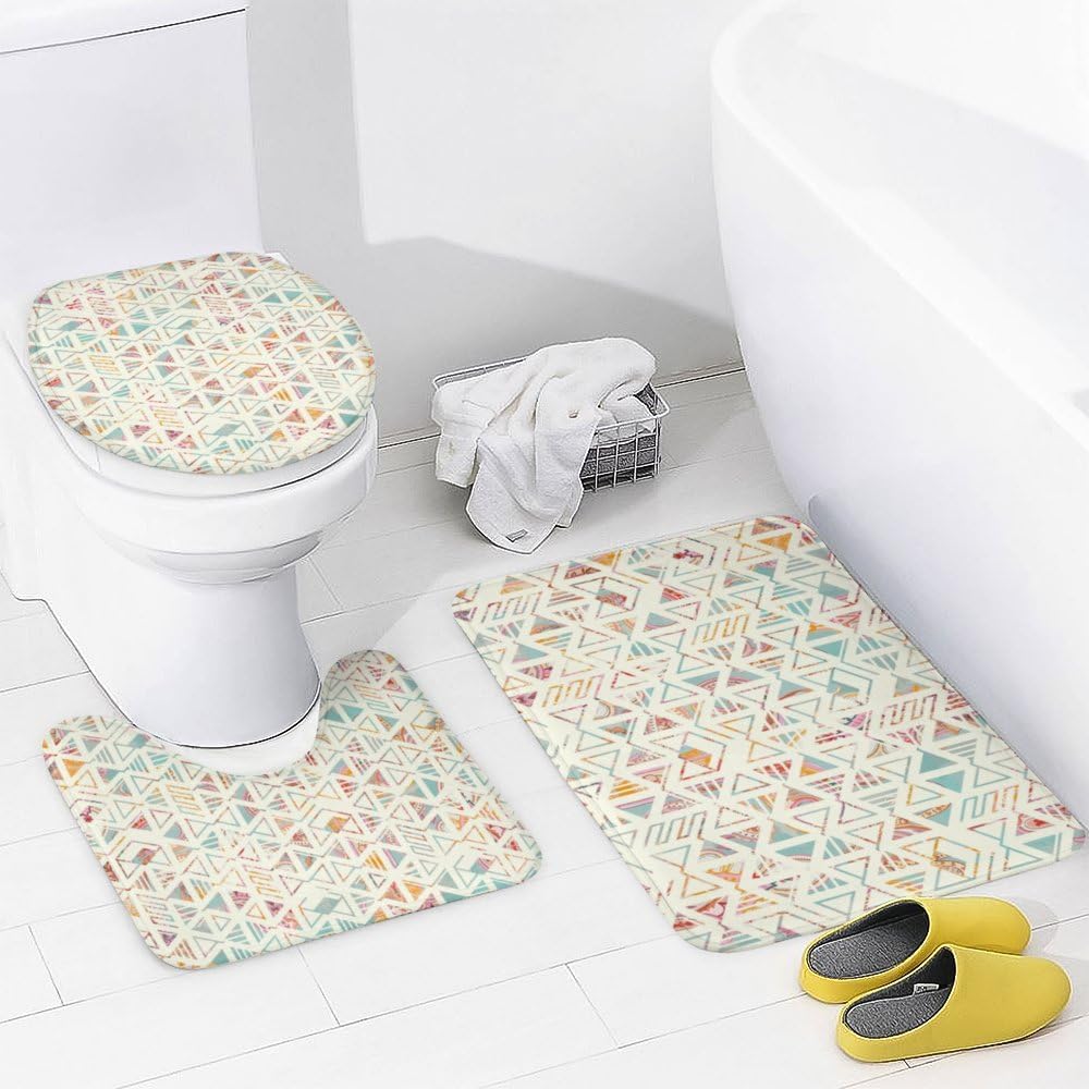Kuizee 4-Piece Shower Curtain Set with Non-Slip Rugs 72x72 Inch