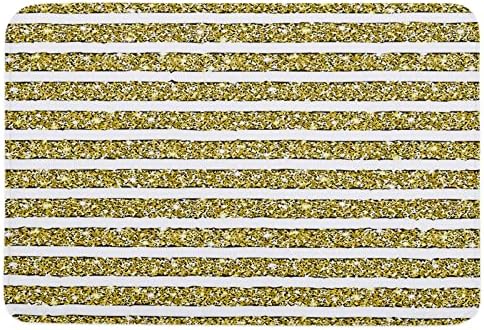 Modern Gold Yellow Shiny Giltter Bath Mat 32x20In