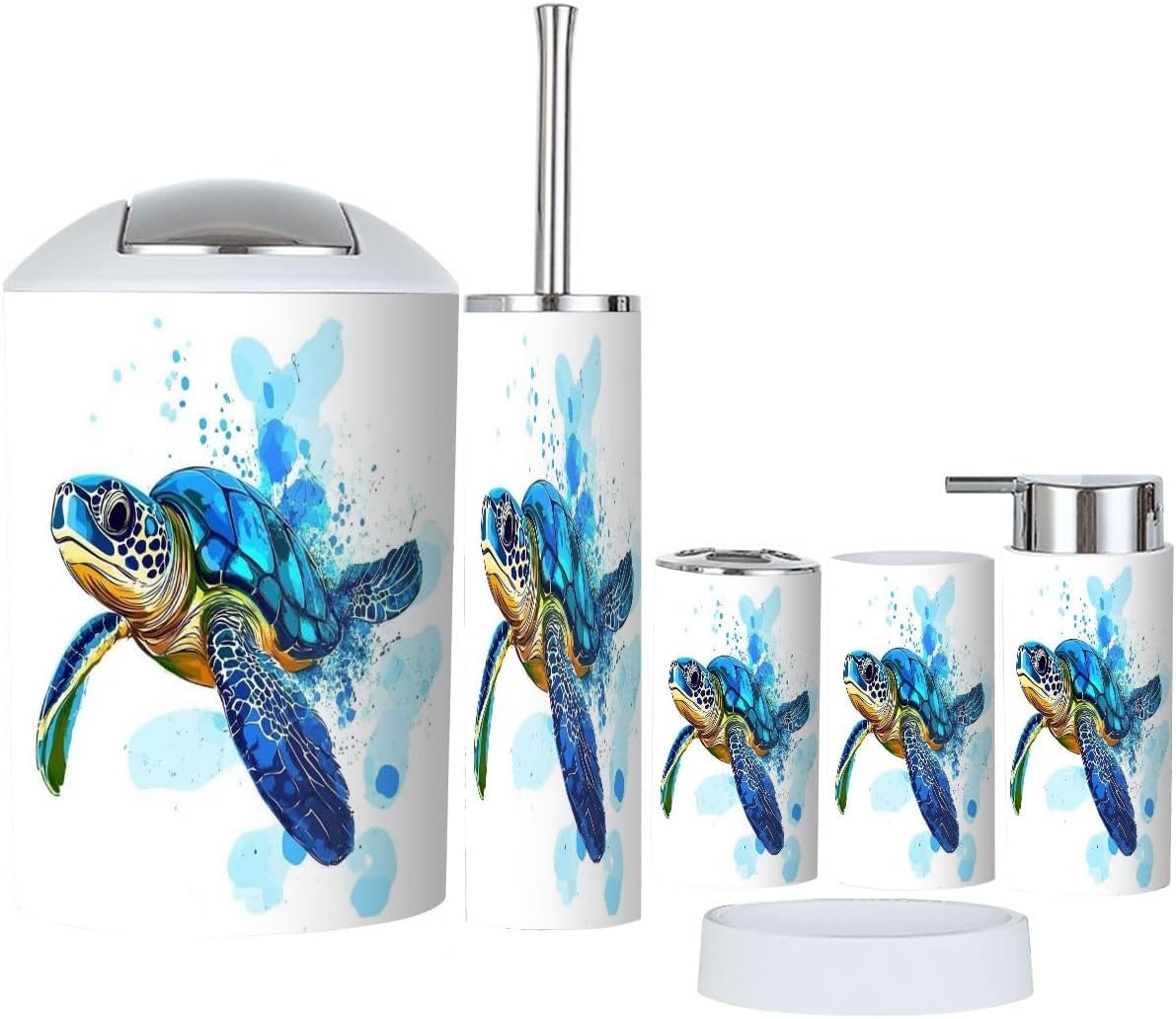 Boho Sea Turtle Bathroom Accessory Set 6 Piece