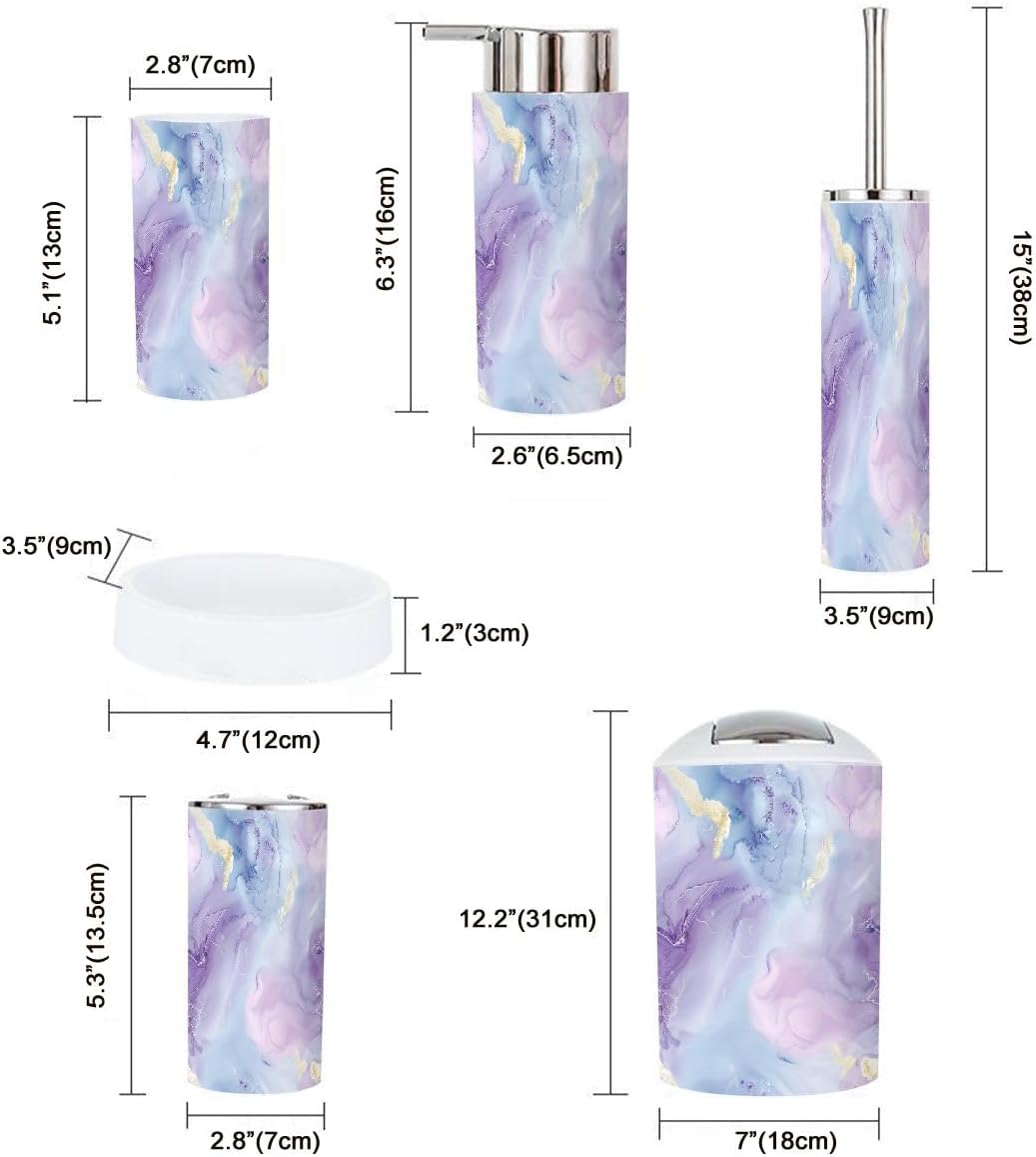 Boho Blue Glitter Bathroom Accessory Set 6 Piece 1