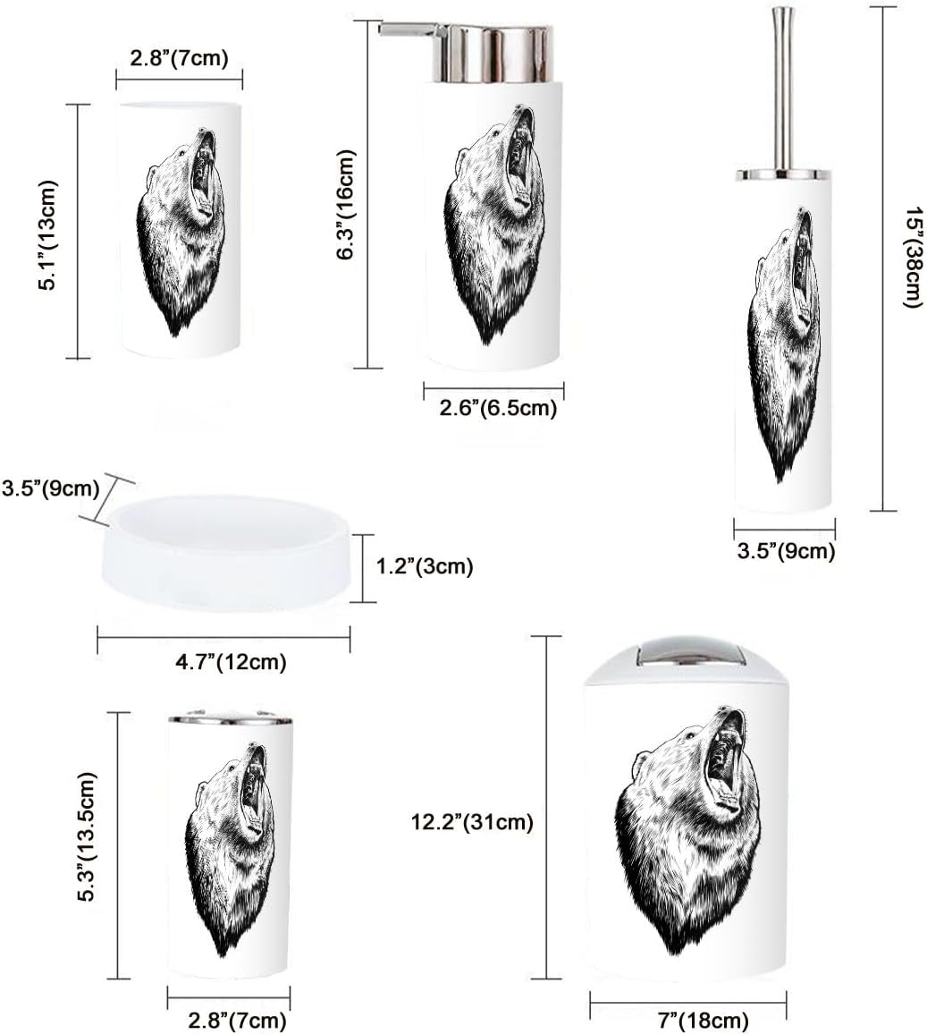 Bathroom Accessories Set 6 Pcs Engraved Style Decor