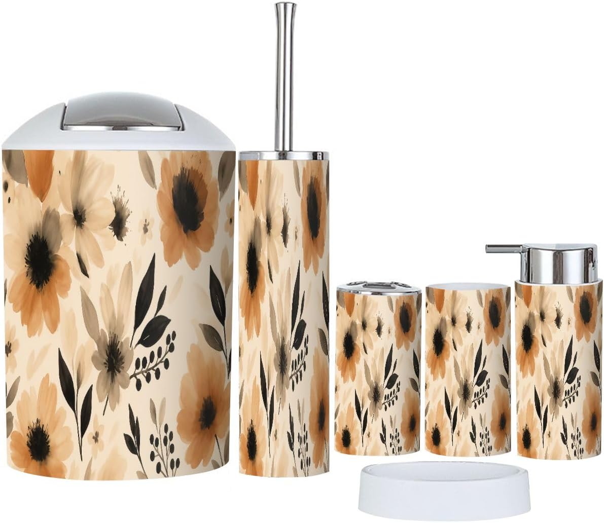 Boho Ikat Bathroom Accessory Set 6 Piece