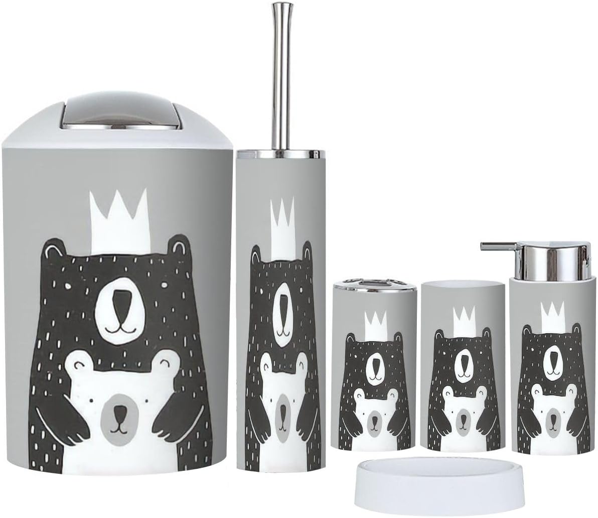 Bathroom Accessories Set 6 Pcs Big Bear Little Baby Bear Design