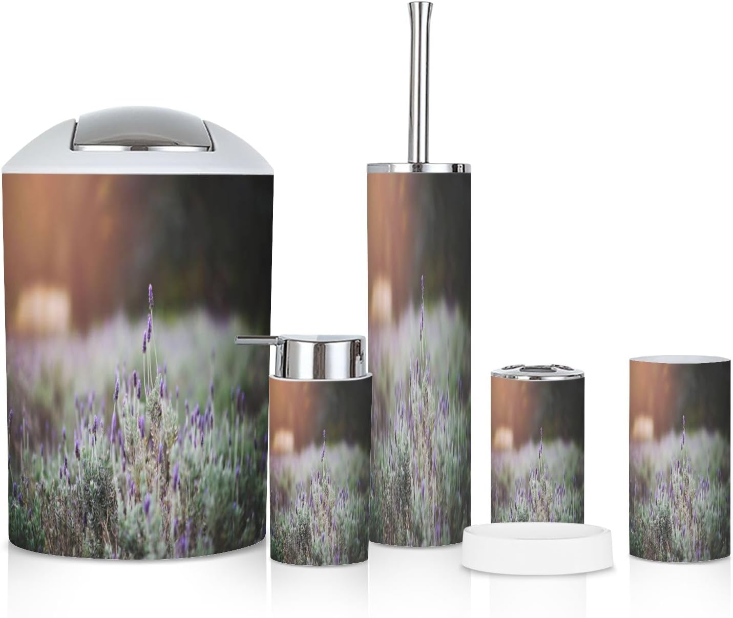 6 Piece Lavender Sunset Bathroom Accessories Set
