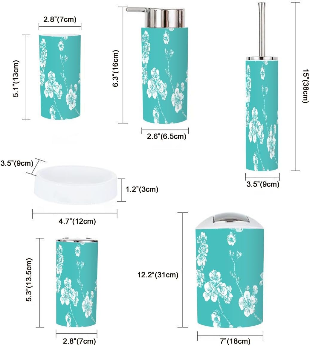 Bathroom Accessories Set 6 Pcs Blooming Tree Design