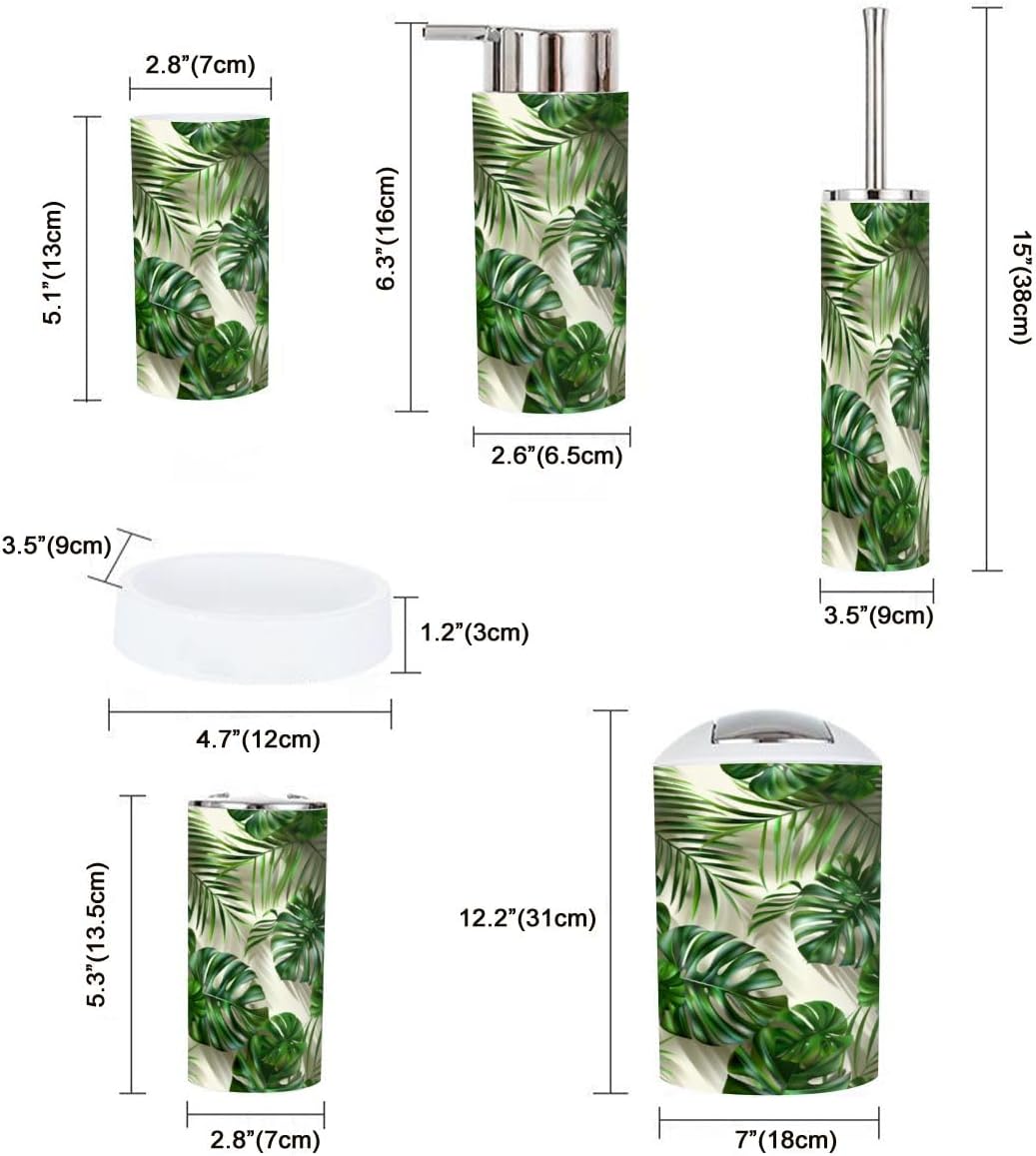 Boho Tropical Bathroom Accessory Set 6 Piece 1