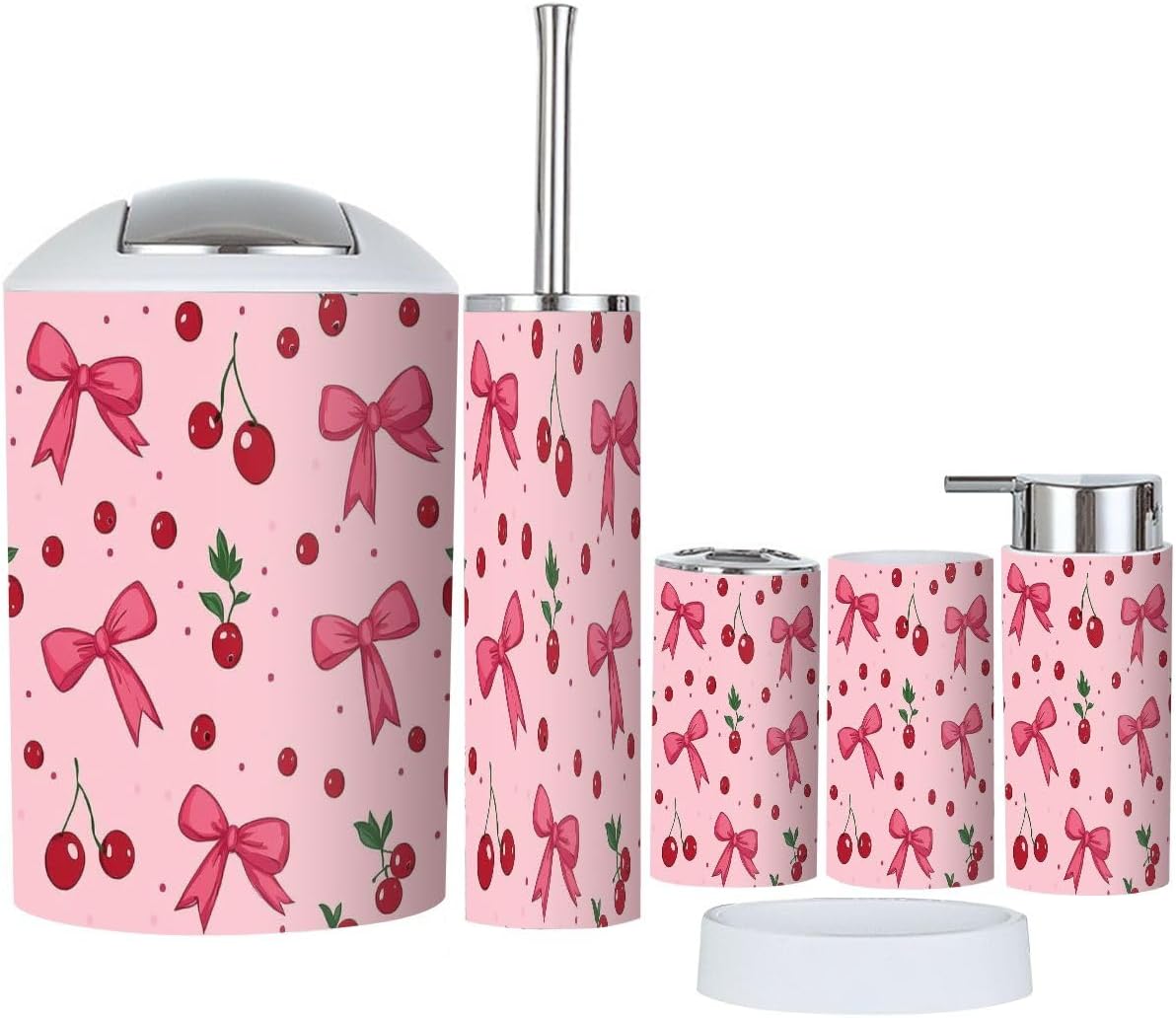 Boho Cherry Bathroom Accessories Set 6 Piece