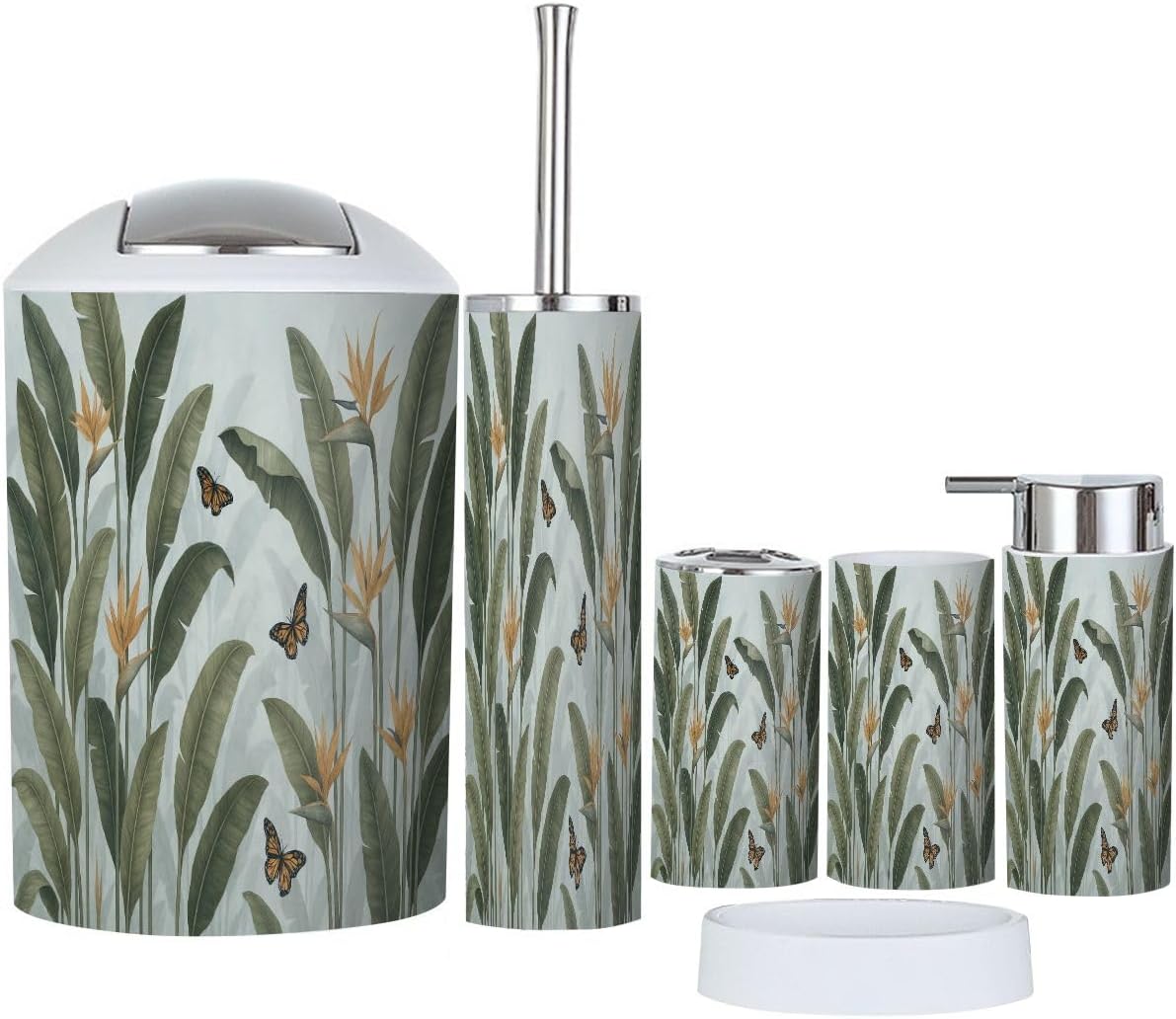 Boho Tropical Bathroom Accessories Set 6 Pieces