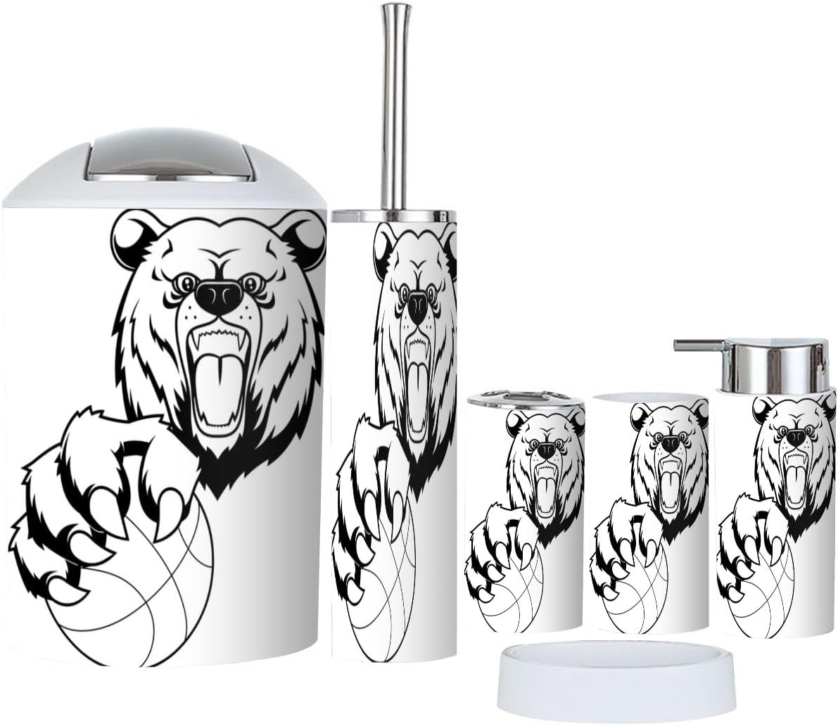 Angry Bear Bathroom Accessories Set 6 Pcs