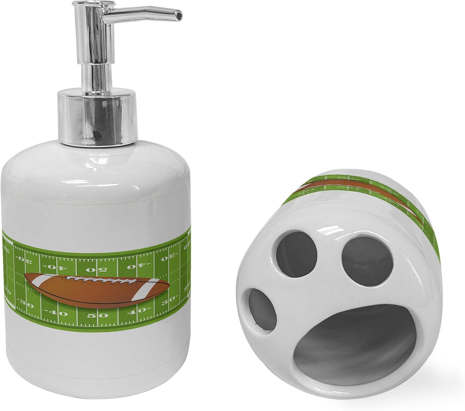 Ambesonne Football Soap Toothbrush Holder Set