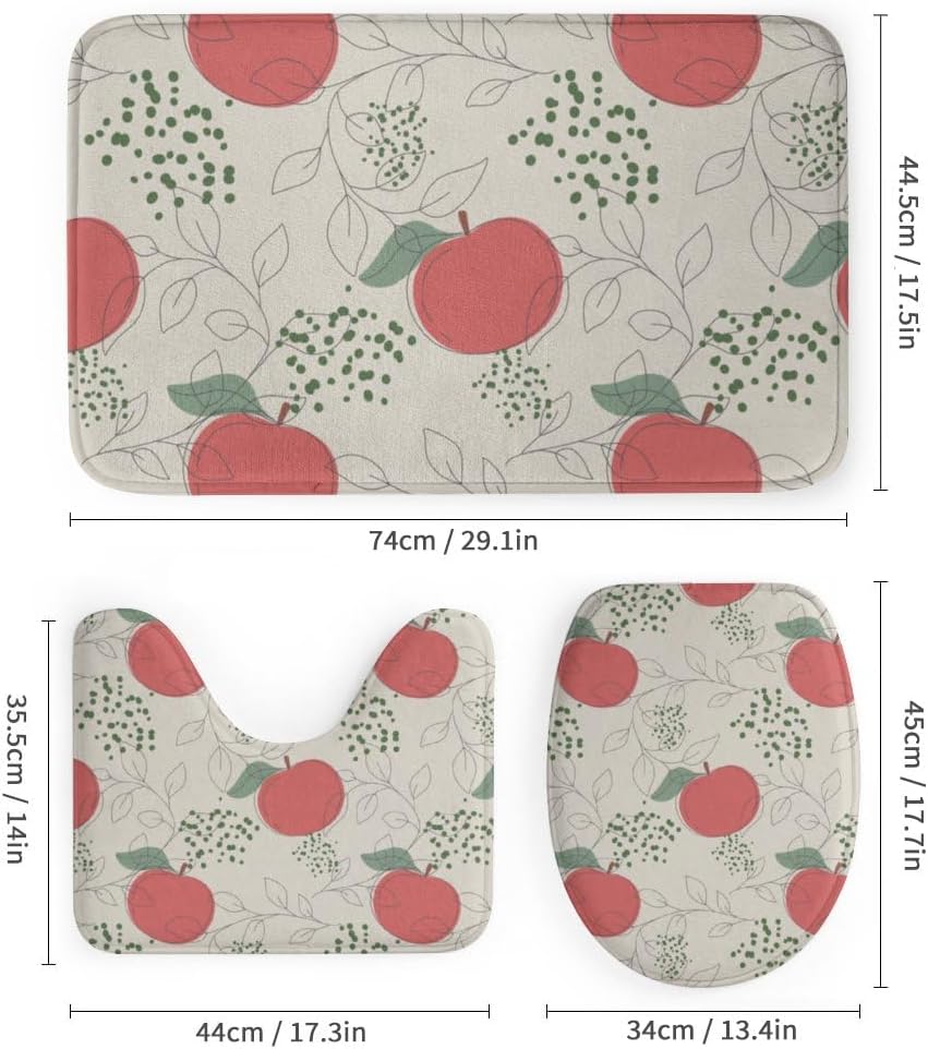Kuizee 4-Piece Bathroom Set with Non-Slip Mats and Shower Curtain