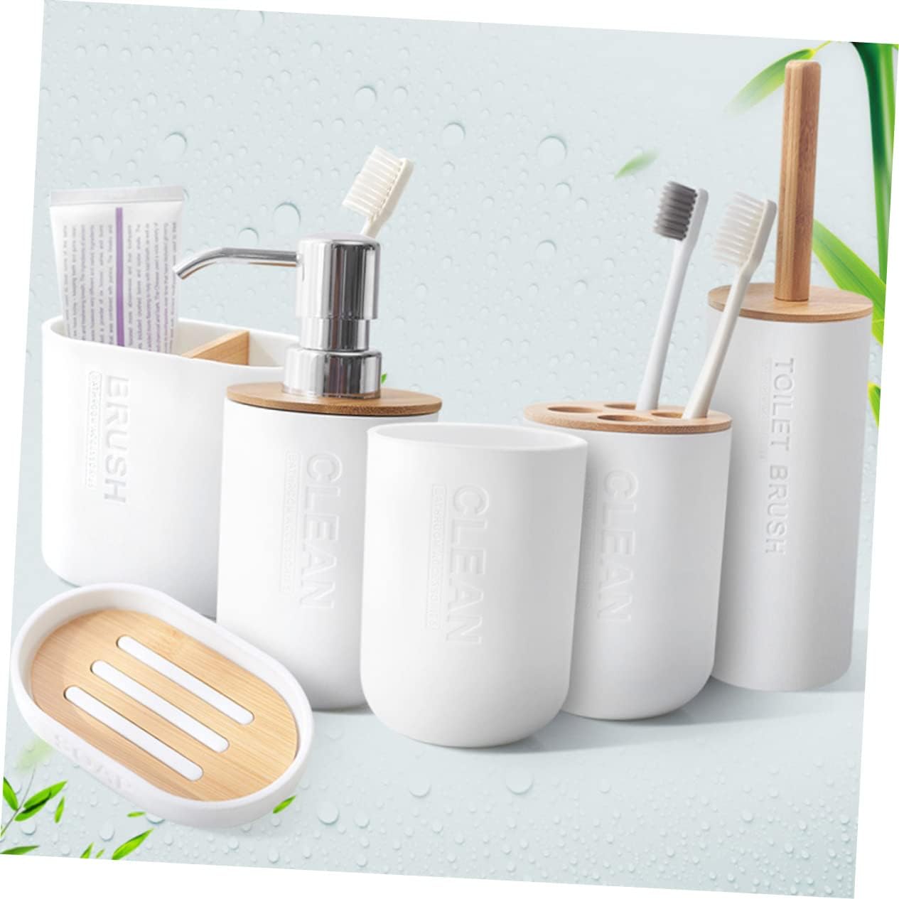 LABRIMP 4-Piece Bathroom Set with White Lotion Bottle