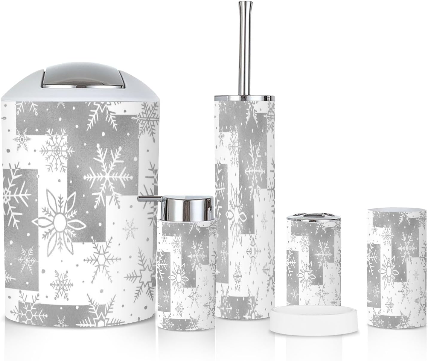 6-Piece Bathroom Accessories Set with Snowflake Pattern