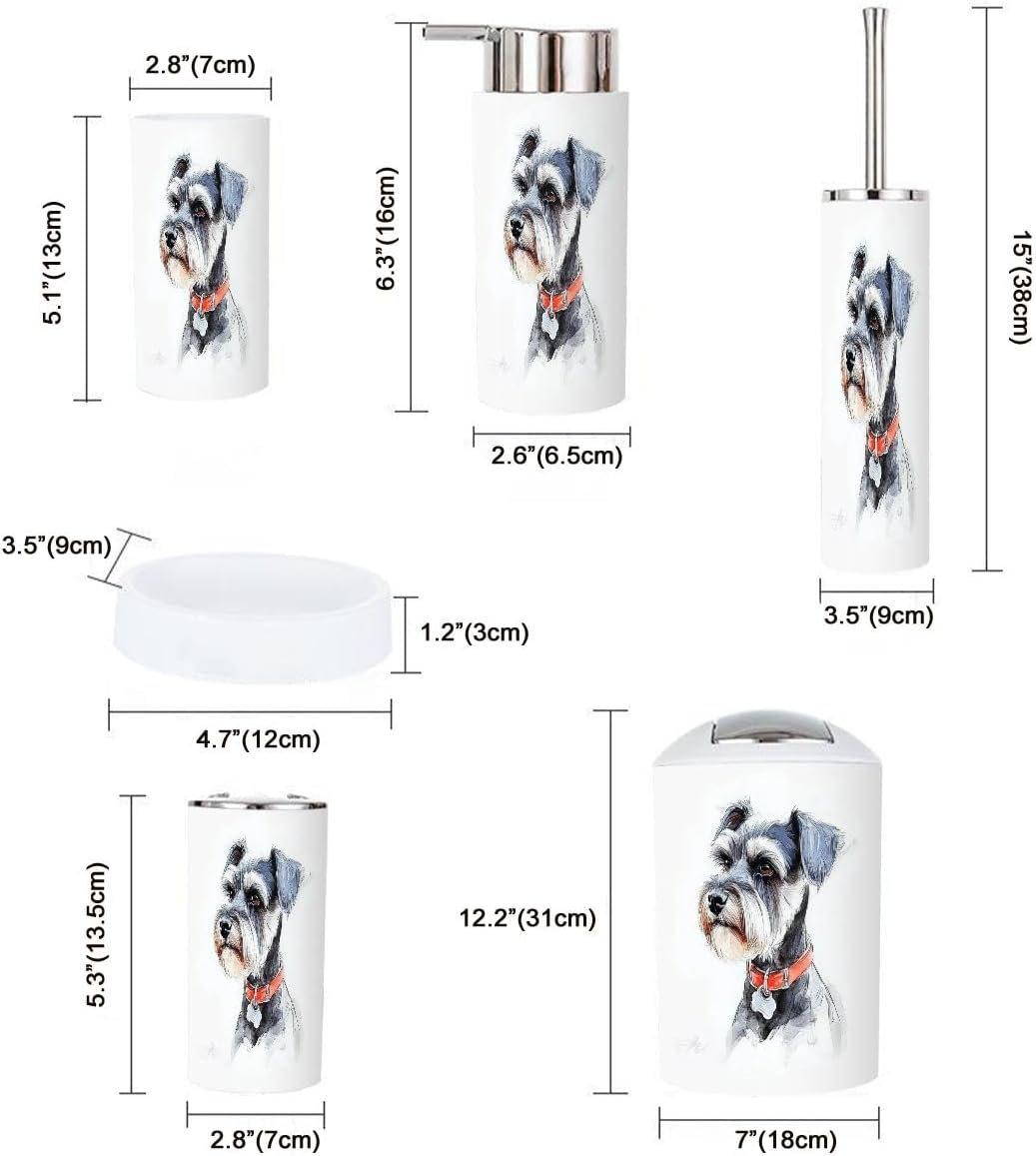Boho Schnauzer Dog Bathroom Accessory Set 6 Piece 1