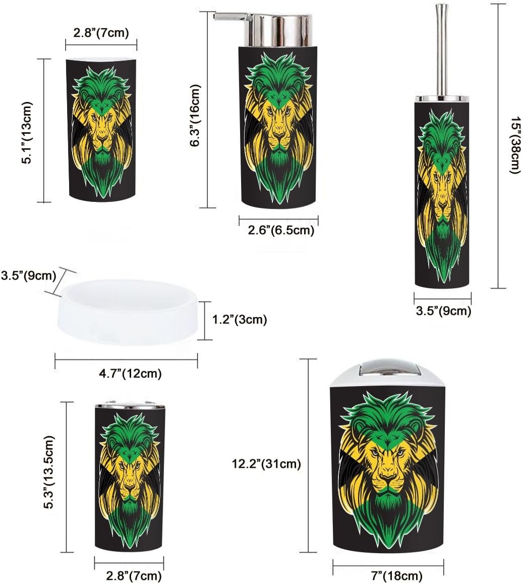 JBNJANKDAV 6 Pcs Lion Head Bathroom Accessories Set