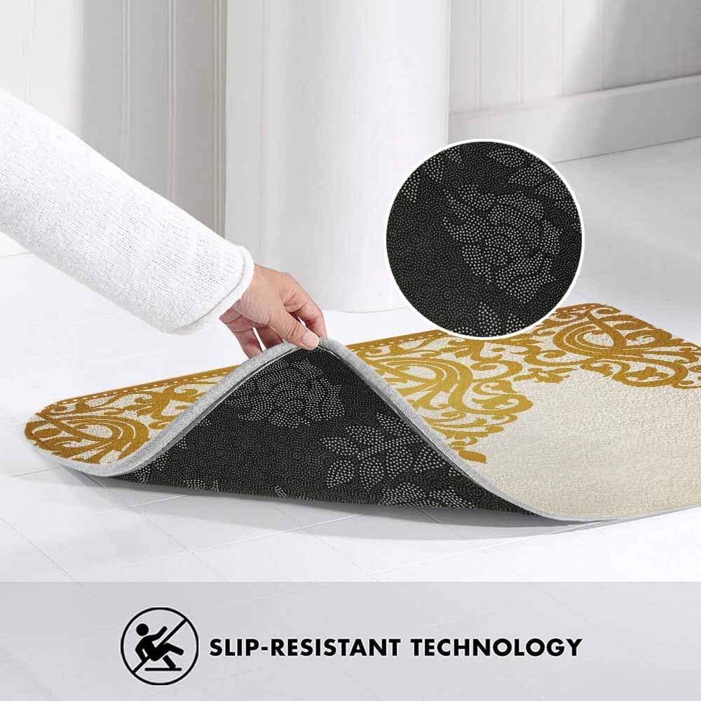 Lungtao Floral Border Bath Mat - Retro Victorian Style 20x31 Inch