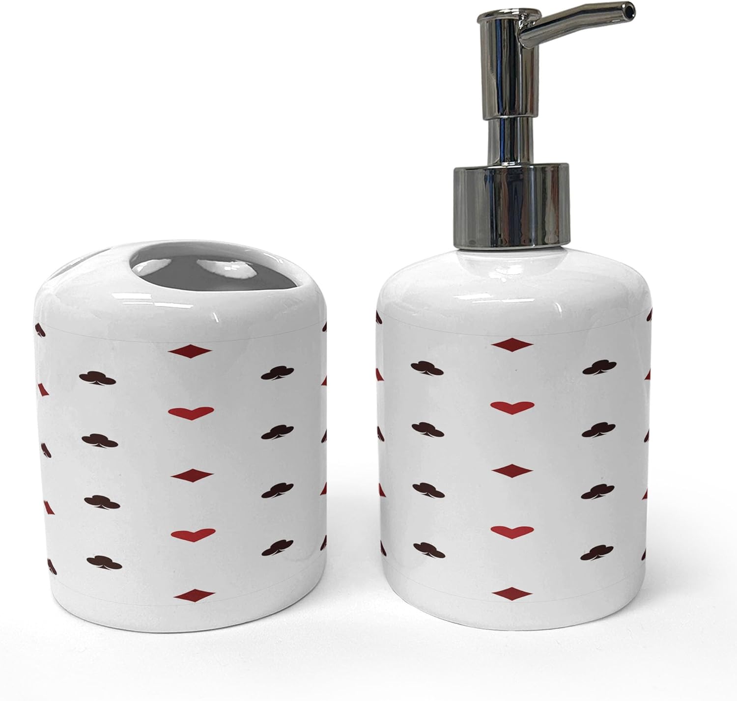 Ambesonne Casino Soap Toothbrush Holder Set 2 Pcs Red Ruby Maroon