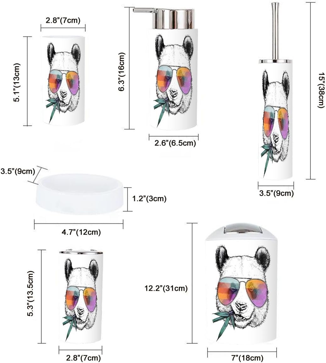 Modern Bathroom Accessories Set 6 Pcs Funny Panda Design