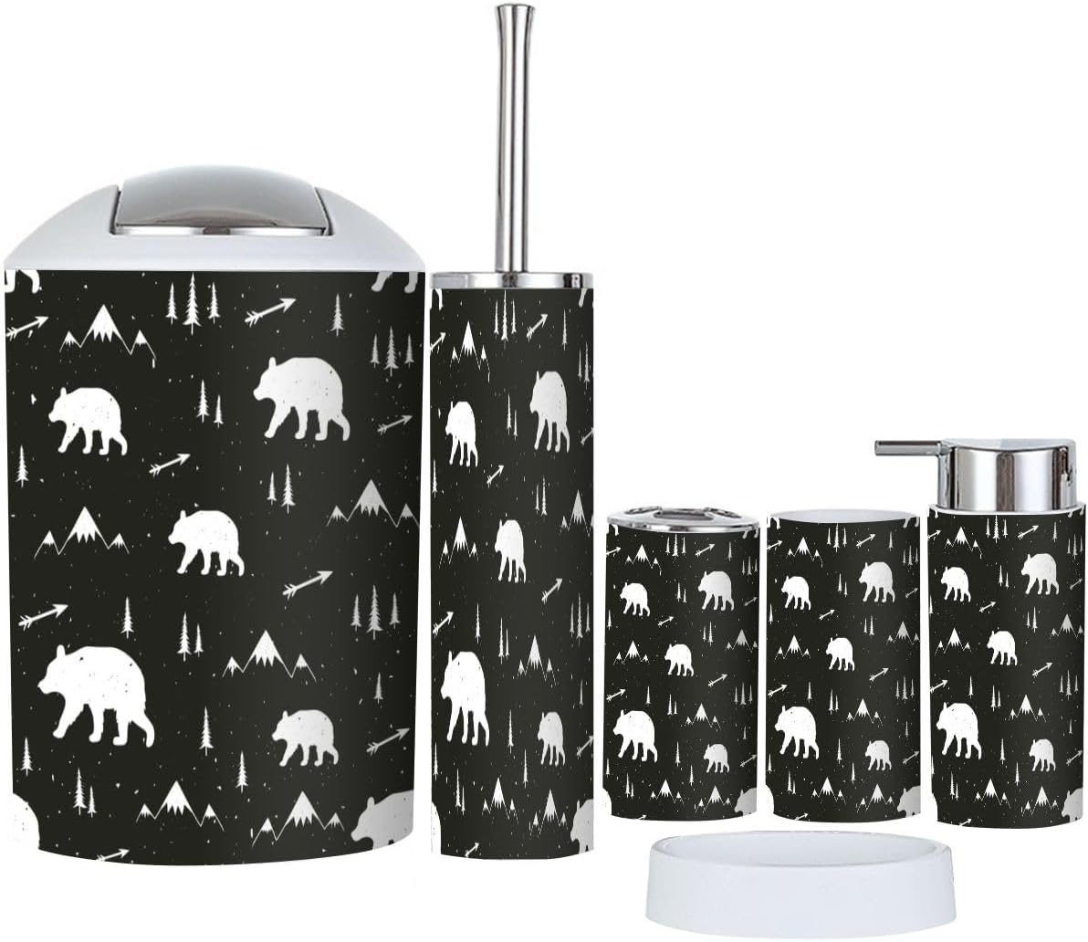 Stylish Cartoon Bathroom Accessories 6 Pcs Set