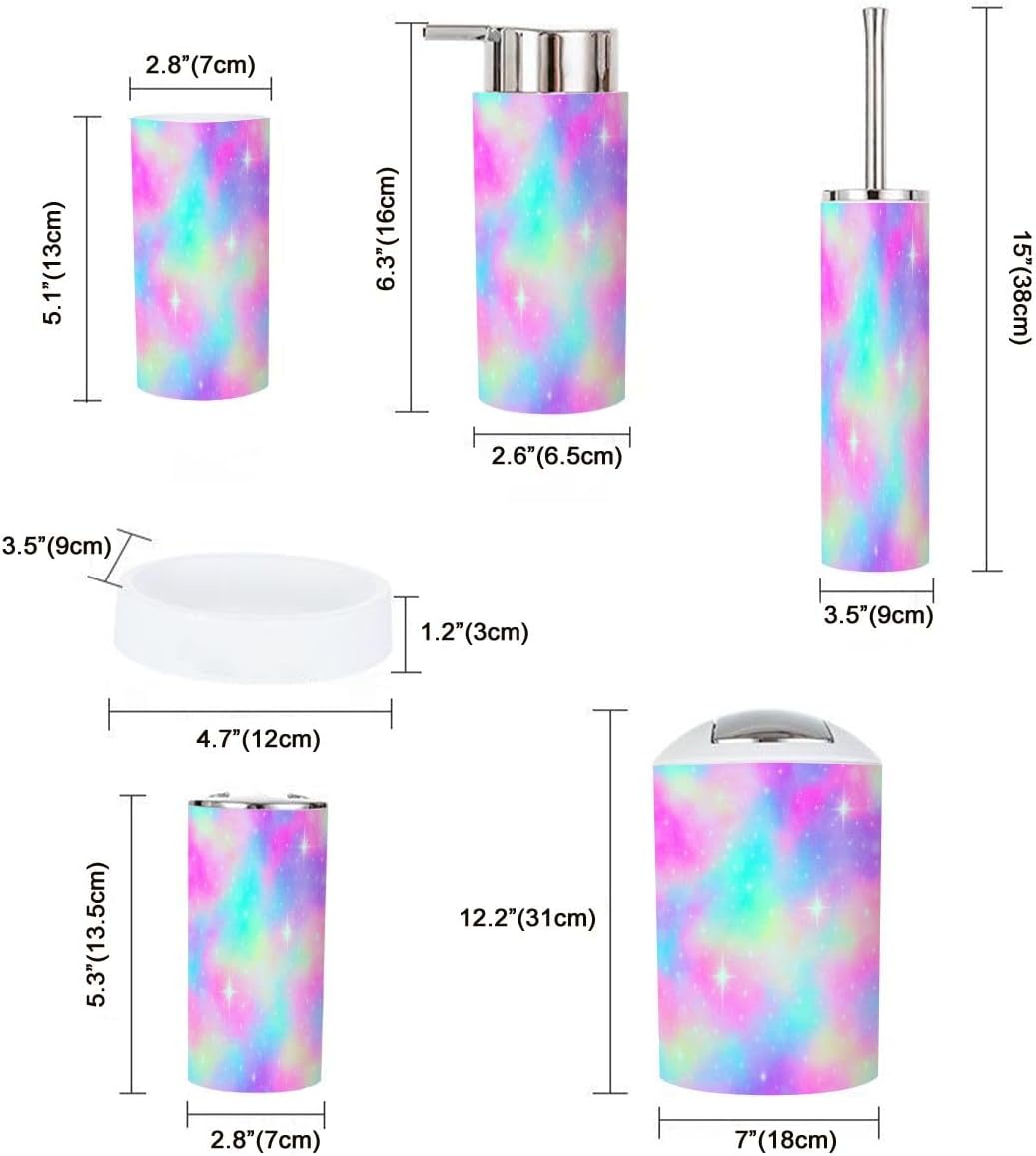 Boho Rainbow Bathroom Accessory Set 6 Piece 1