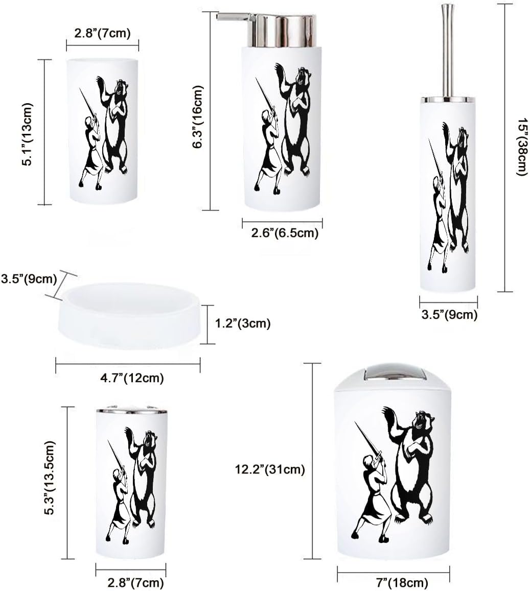 Bathroom Accessories Set 6 Pcs Durable White Modern Storage