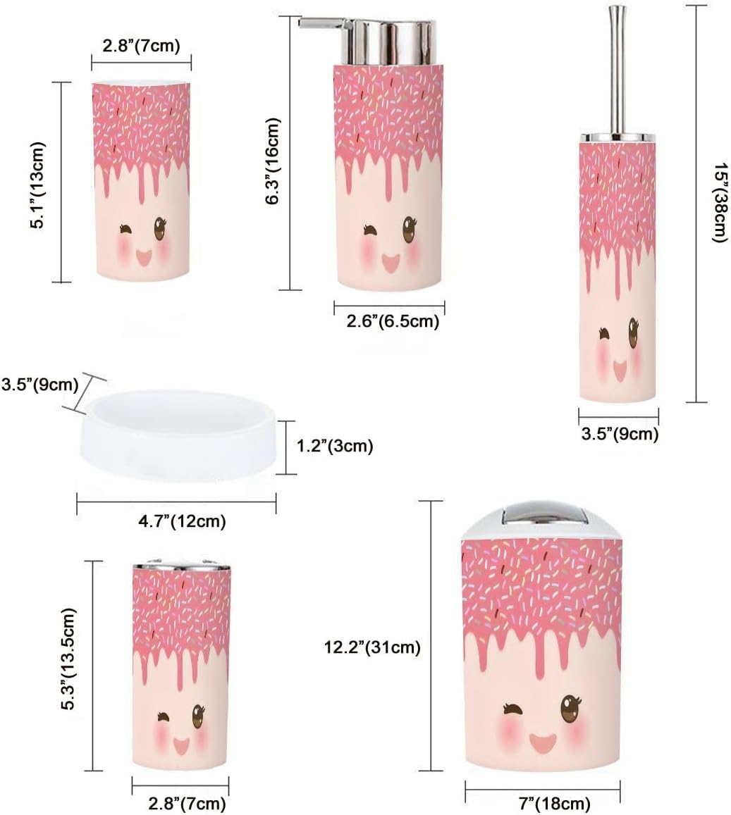 Kawaii Bathroom Accessories Set 6 Pcs Decor