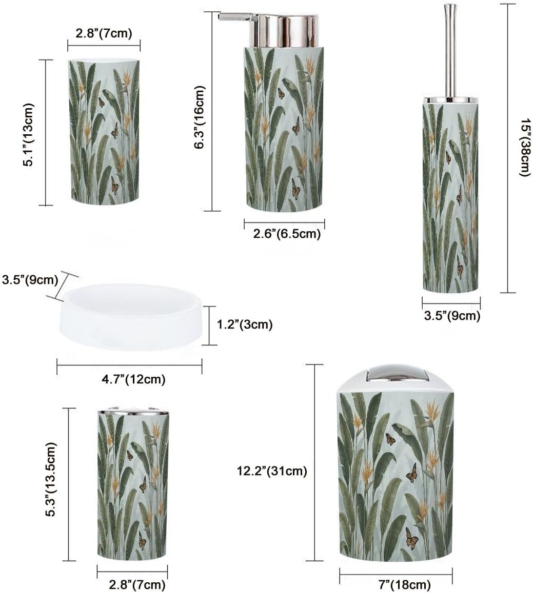 Boho Tropical Bathroom Accessories Set 6 Pieces