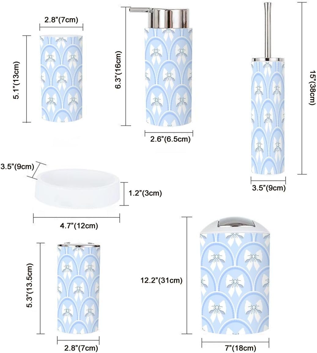 6 Pcs Bathroom Accessories Set White Bows