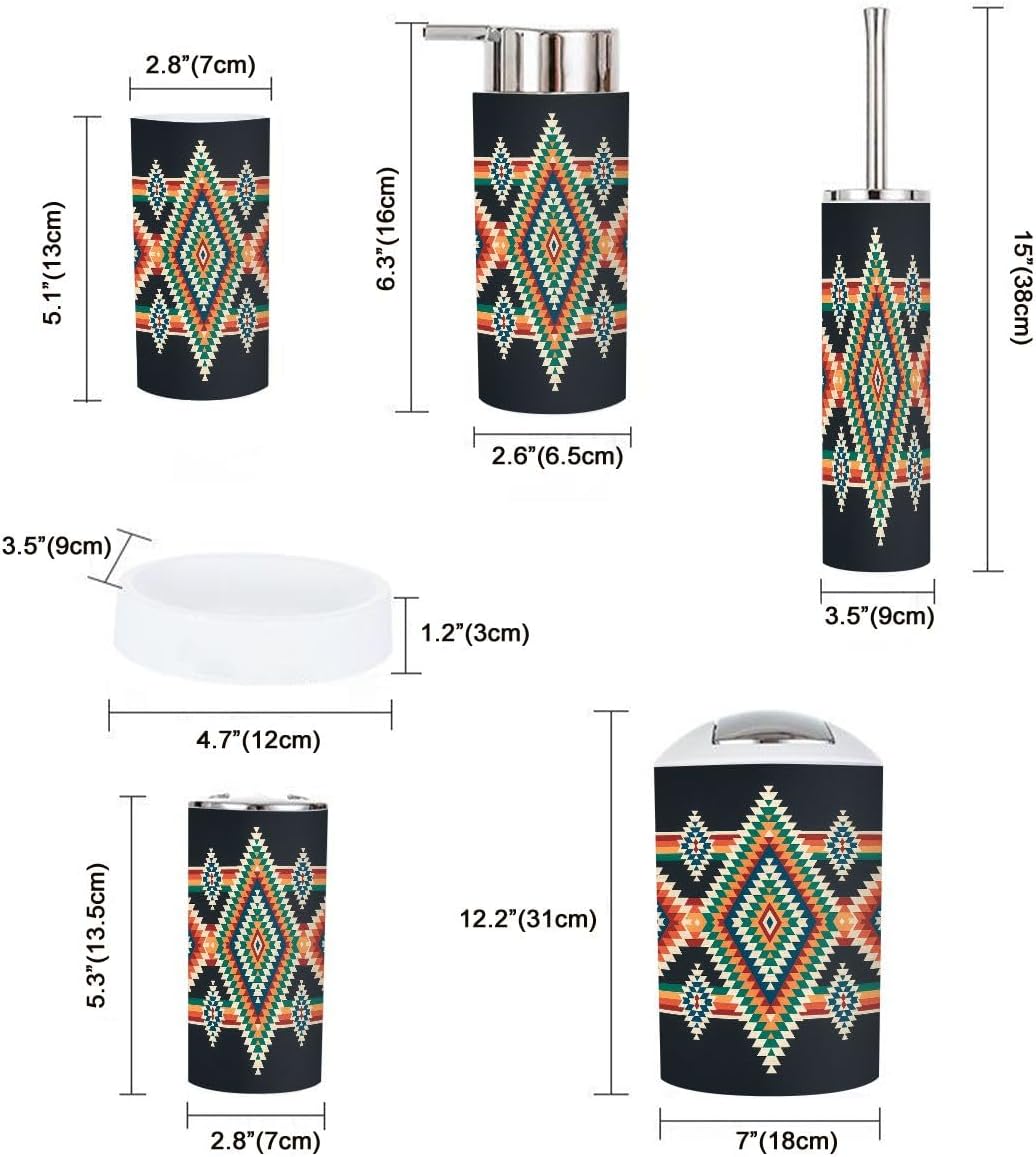 Boho Tribal Bathroom Accessory Set 6 Piece