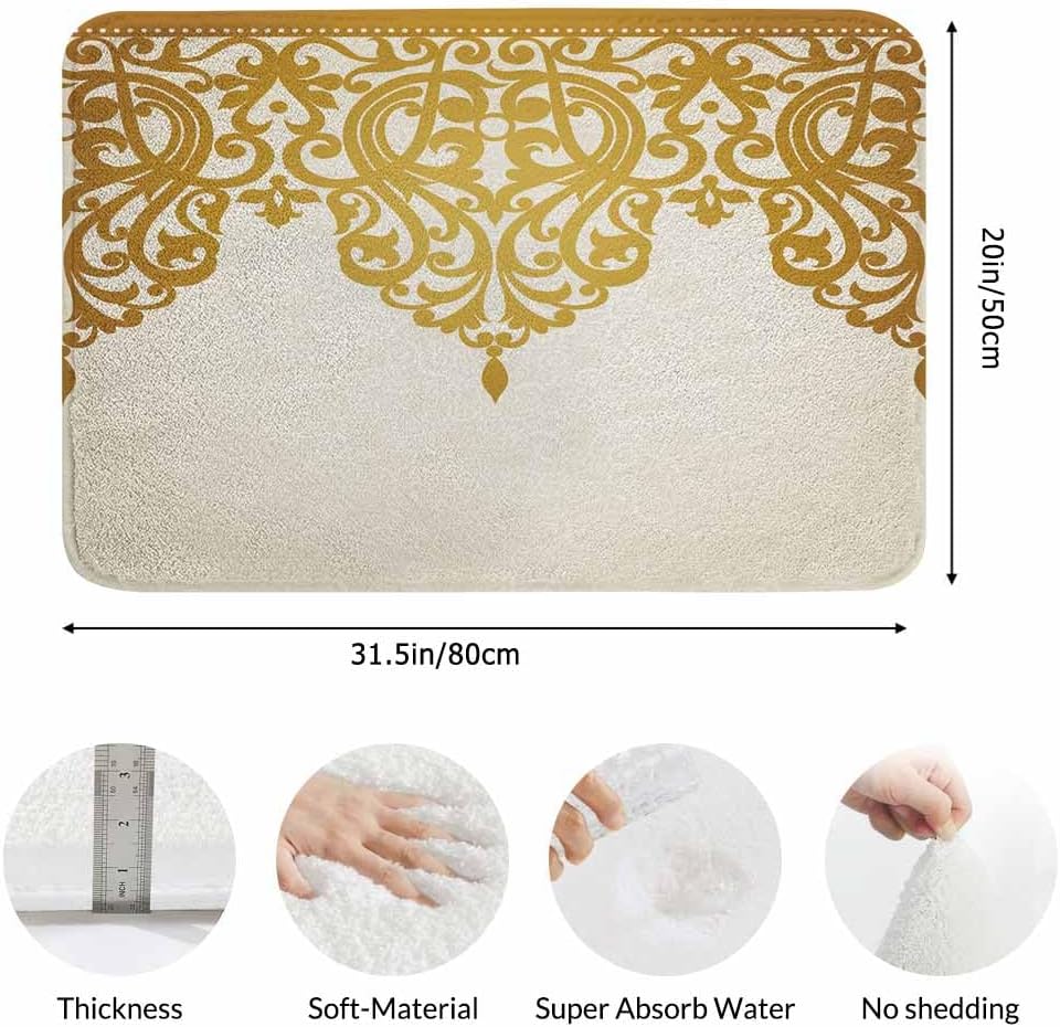 Lungtao Floral Border Bath Mat - Retro Victorian Style 20x31 Inch