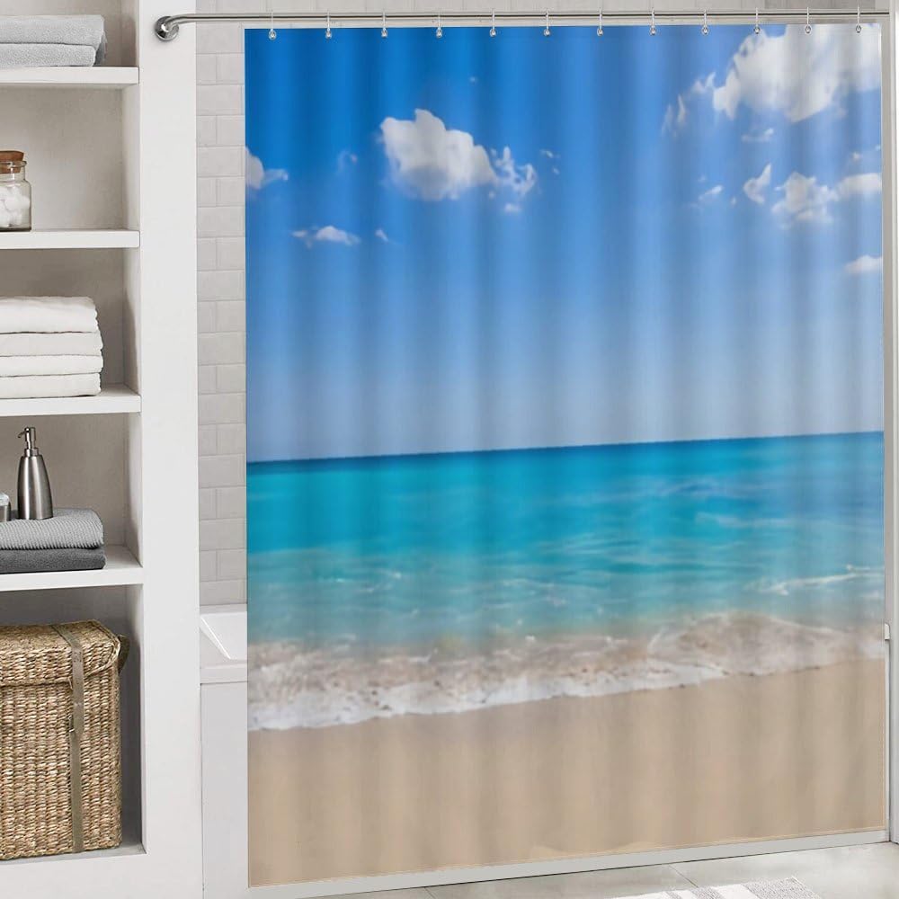 Kuizee 4 Piece Shower Curtain Set with Rugs 72x72 Inch 1