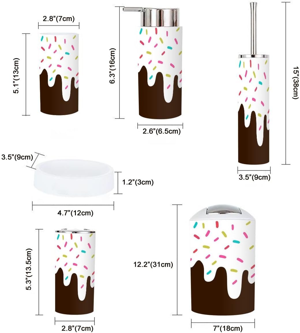 6 Pcs Melted White Chocolate Sprinkled Bathroom Accessories Set