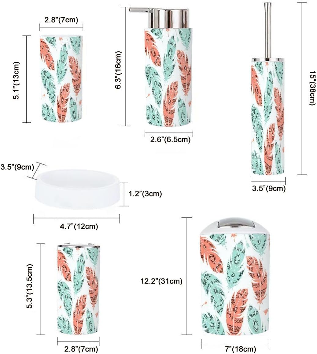 Bathroom Accessories Set 6 Pcs Modern Durable Storage