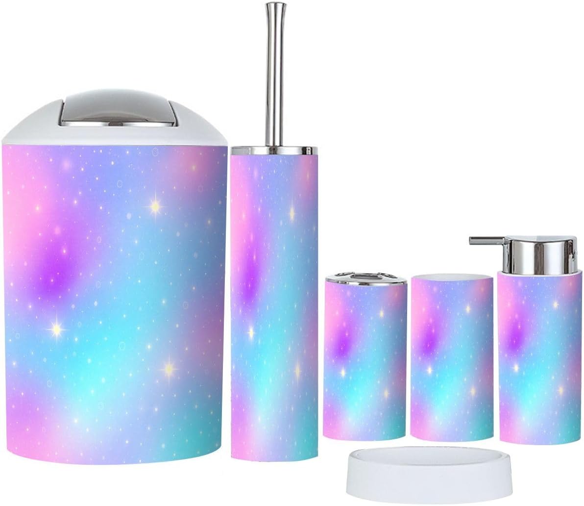 Boho Holographic Bathroom Accessory Set 6 Piece 1