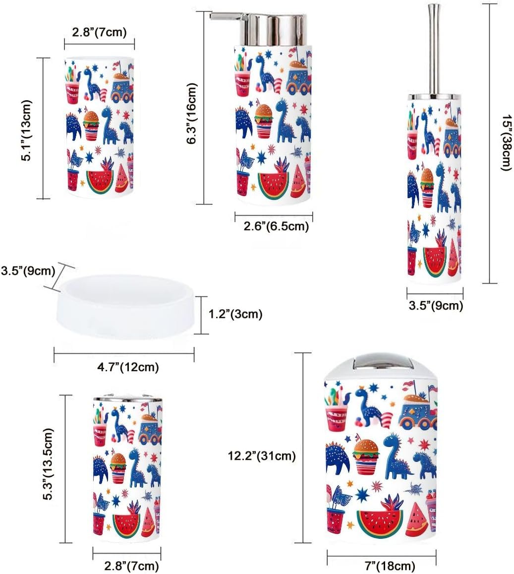 Independence Day Patriotic Bathroom Accessories Set 6 Pcs
