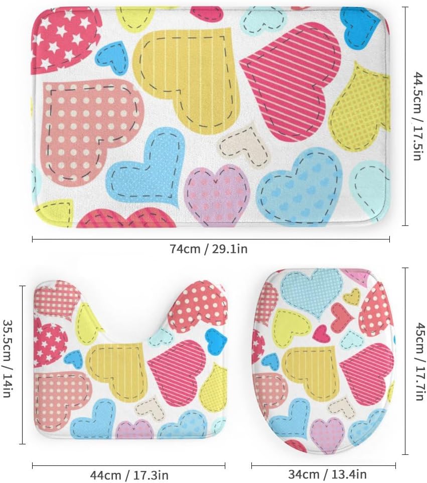 Kuizee Valentine Shower Curtain Set with 4 Pieces Rugs