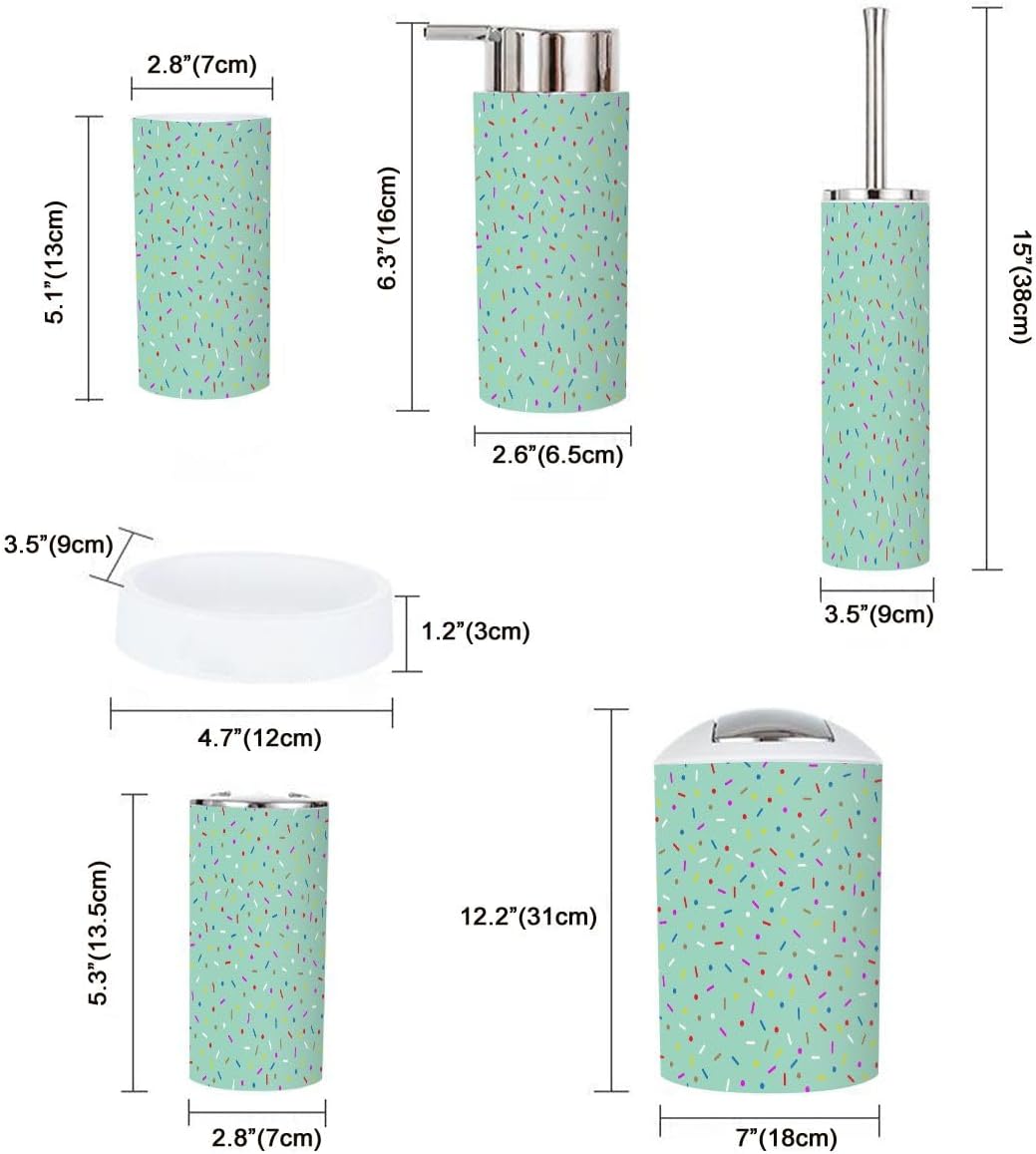 Stylish 6-Piece Bathroom Accessories Set with Blue Donut Glaze Design