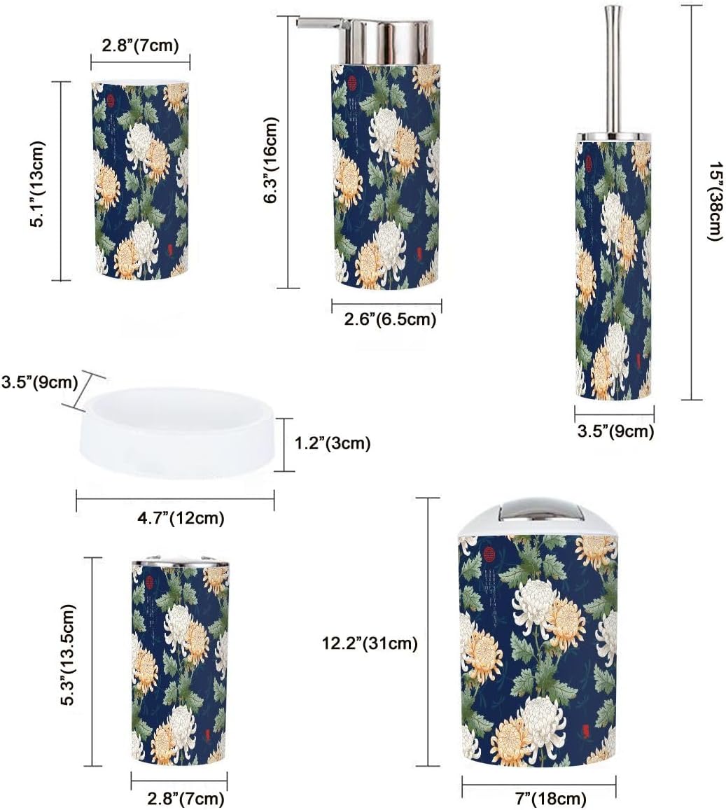 Bathroom Accessories Set 6 Pcs Modern Durable Decor