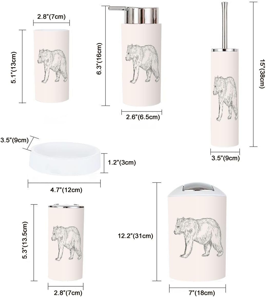 Sketch Bear Bathroom Accessories Set 6 Pcs