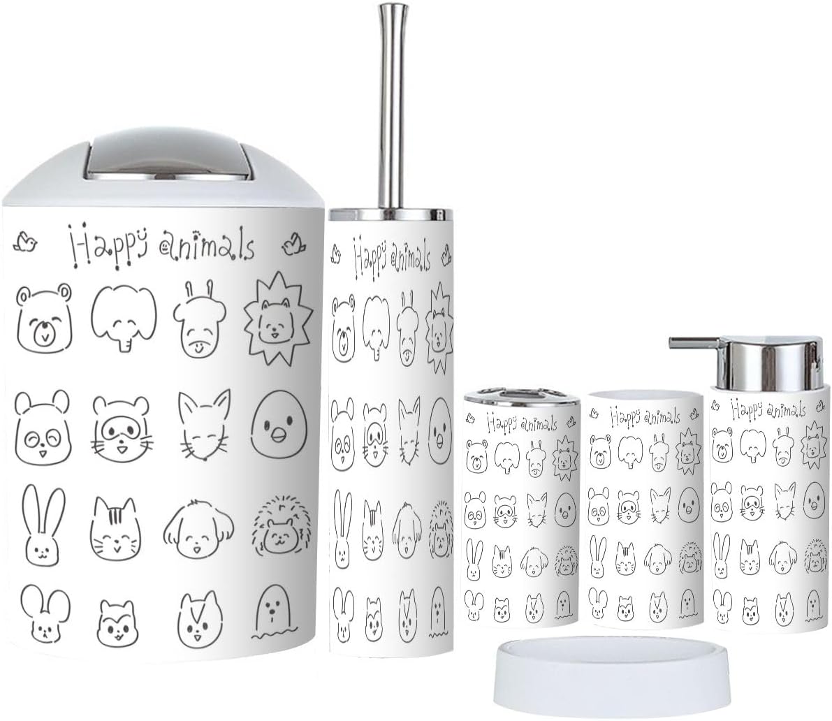 JBNJANKDAV 6 Pcs Cute Animal Bathroom Accessories Set