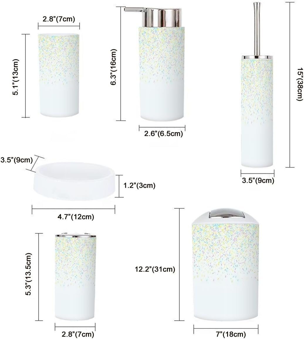 6 Piece Bathroom Accessories Set with White Chocolate Glaze Design