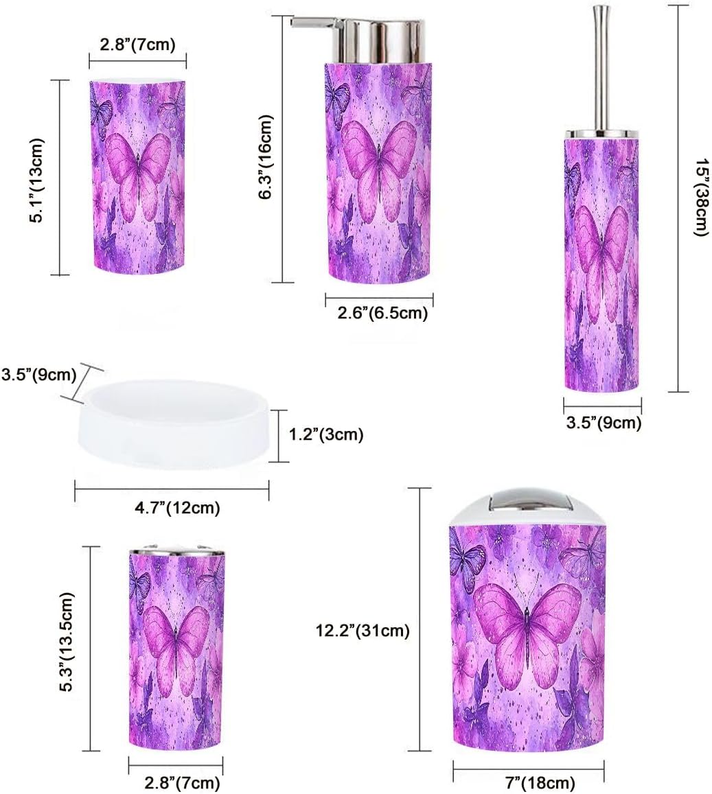 Boho Purple Bathroom Accessory Set 6 Piece 1