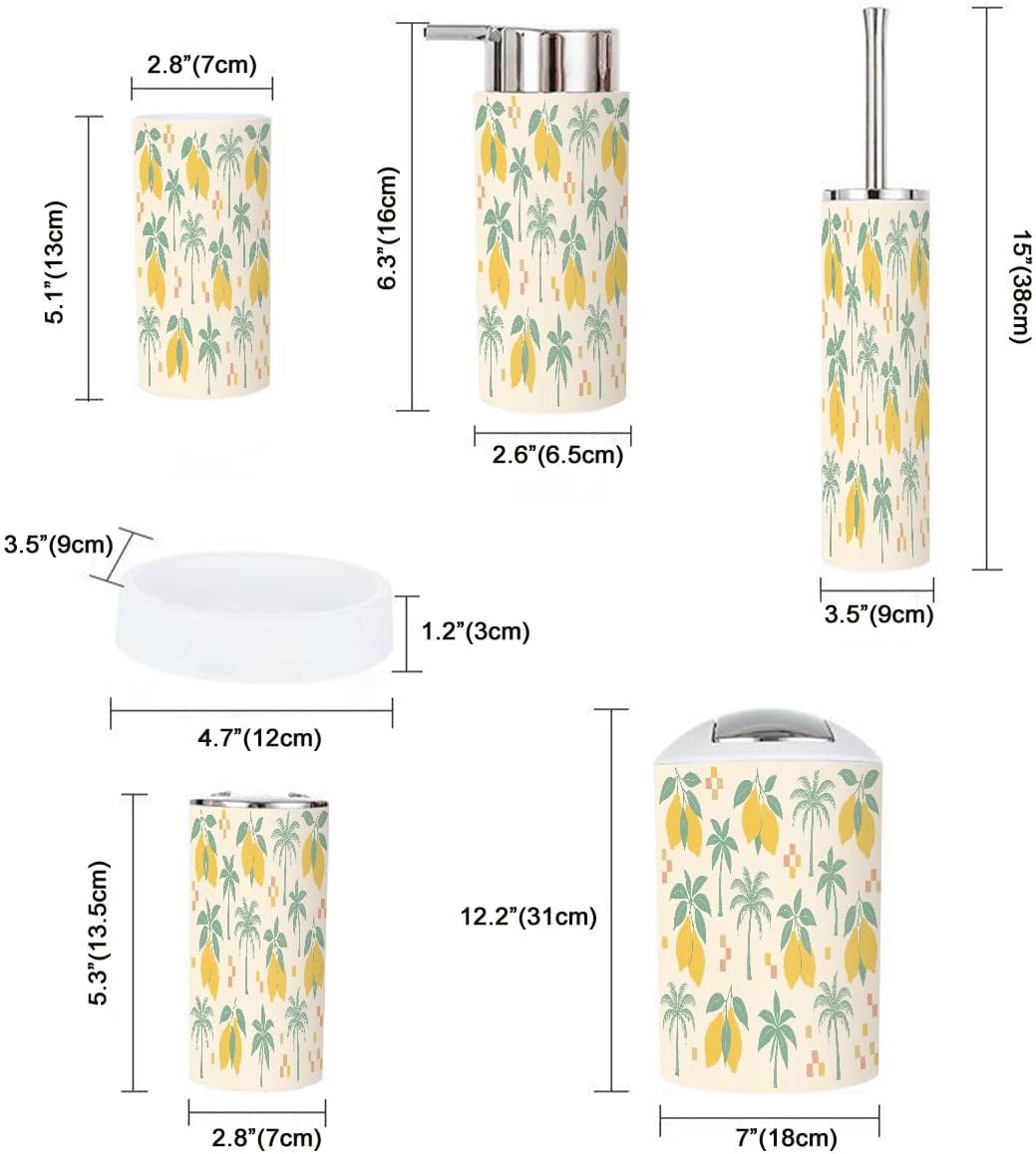 Boho Trash Can Set 6 Piece Bathroom Accessories