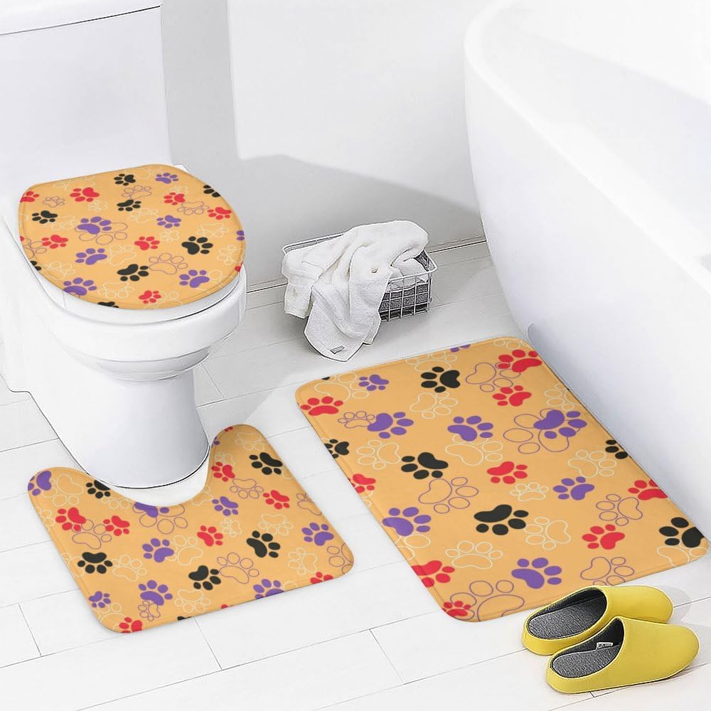 Kuizee 4-Piece Animal Print Shower Curtain with Rugs Set