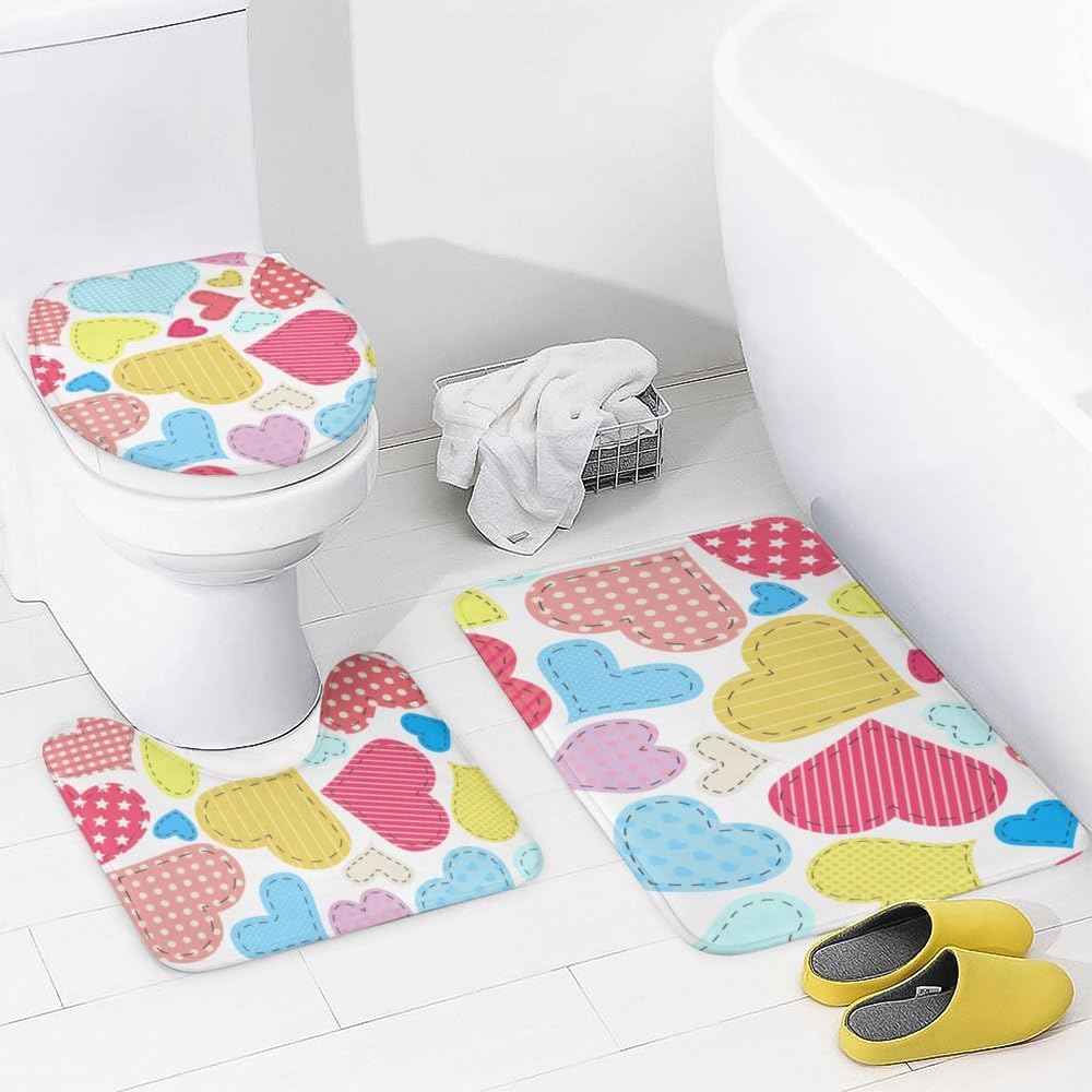 Kuizee Valentine Shower Curtain Set with 4 Pieces Rugs