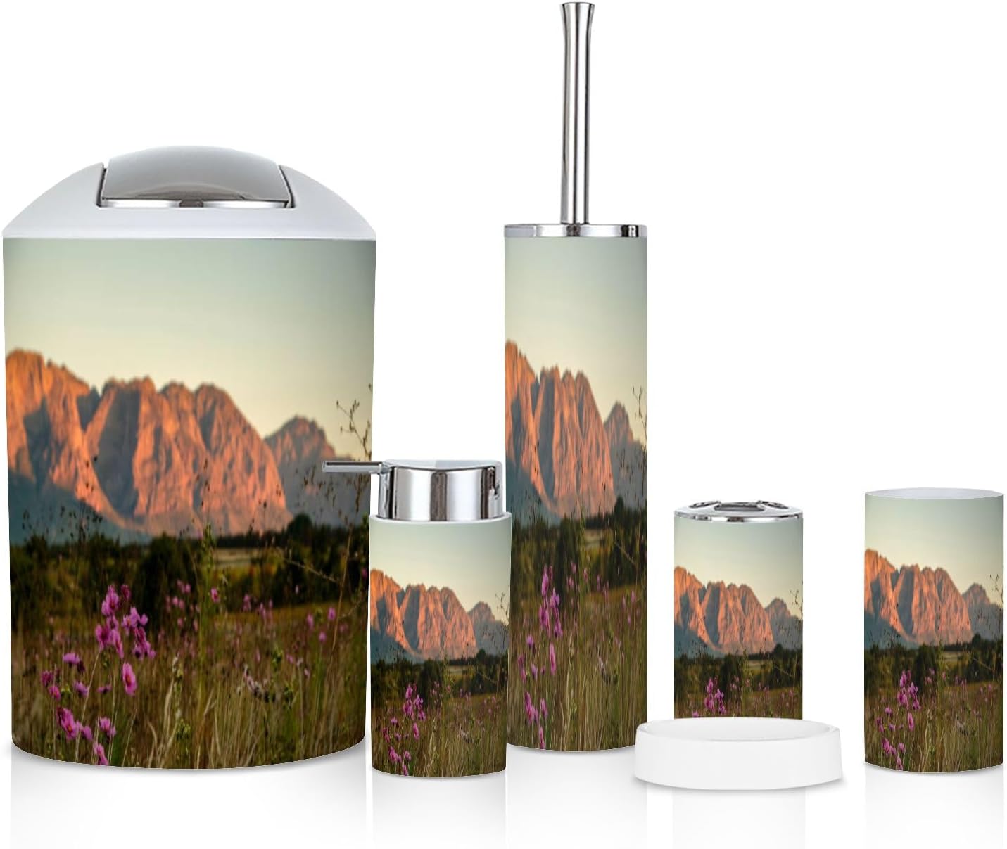 Cosmos Flowers Bathroom Accessories Set 6 Piece