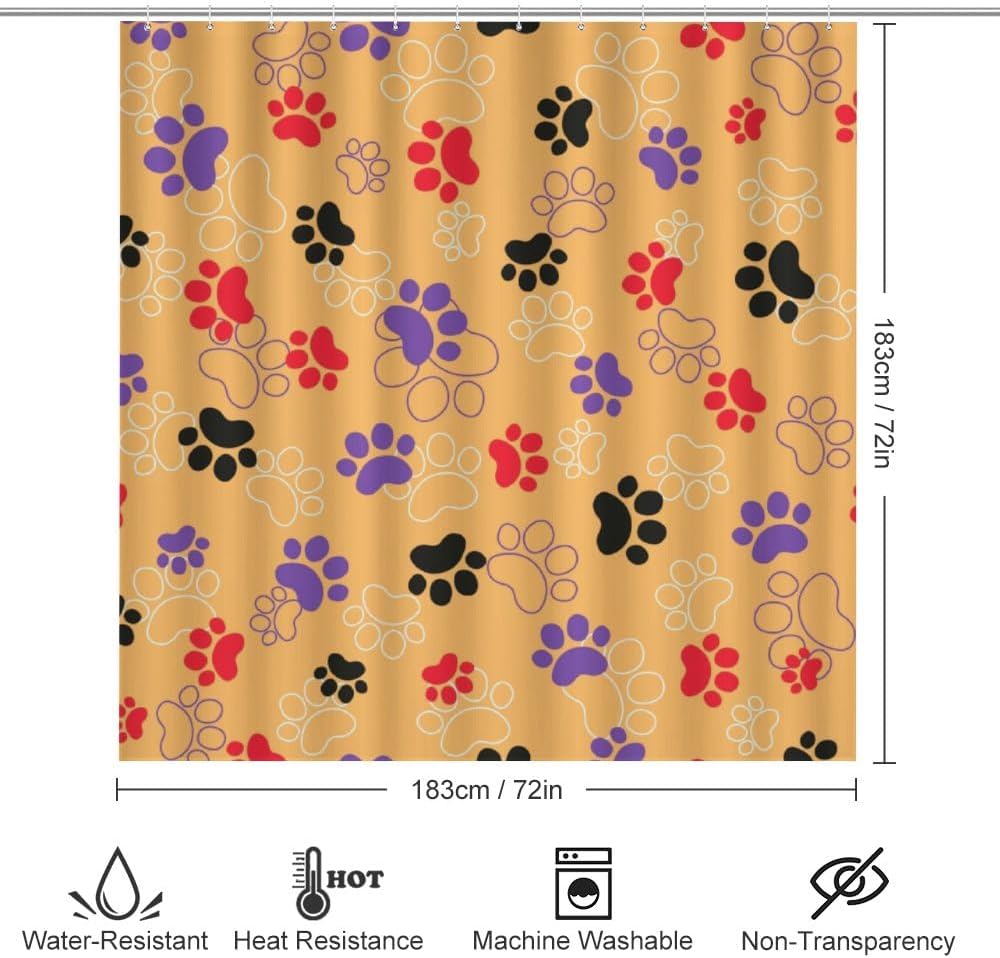Kuizee 4-Piece Animal Print Shower Curtain with Rugs Set