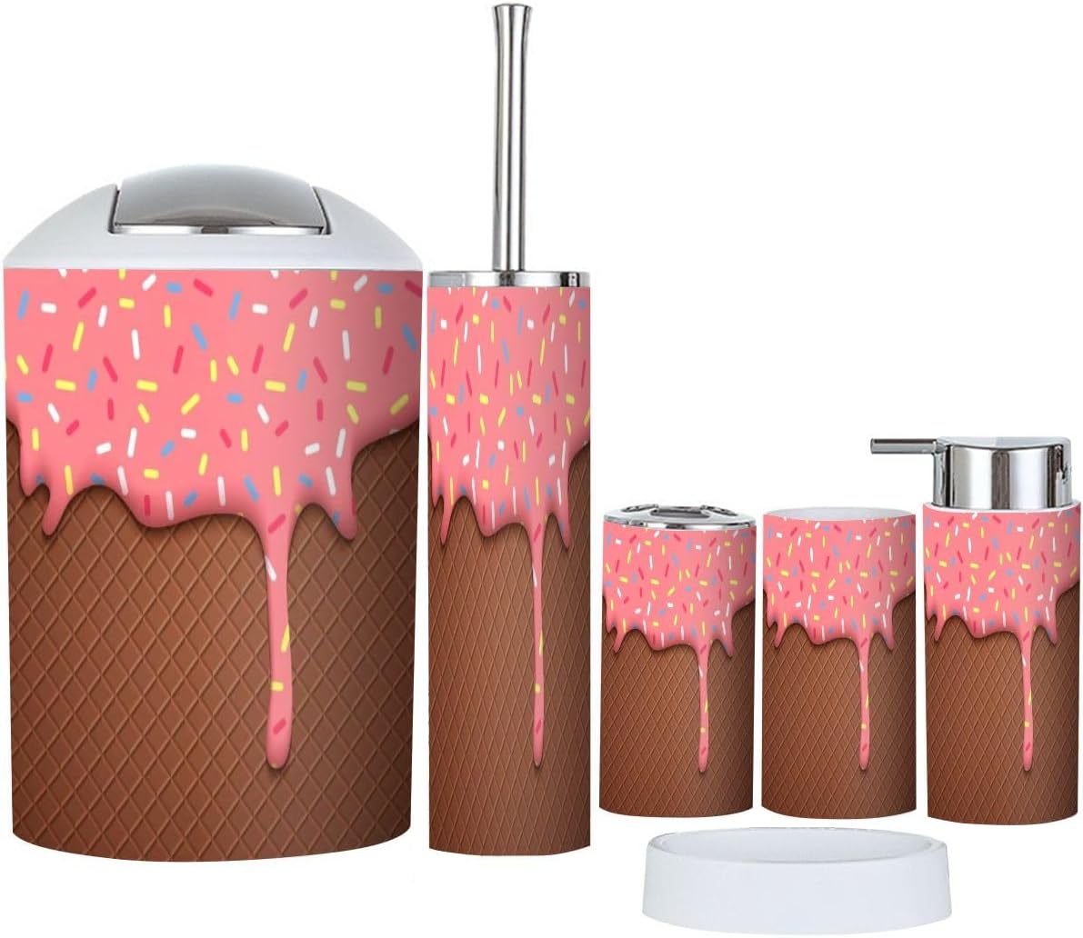 Bathroom Accessories Set 6 Pcs Modern Durable Decor 1