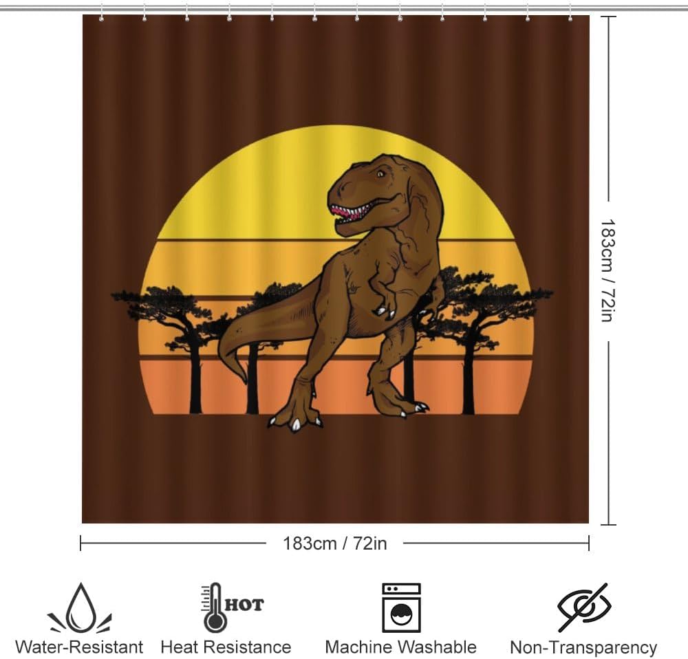 Kuizee Dinosaur Shower Curtain Set with Rugs 4Pcs